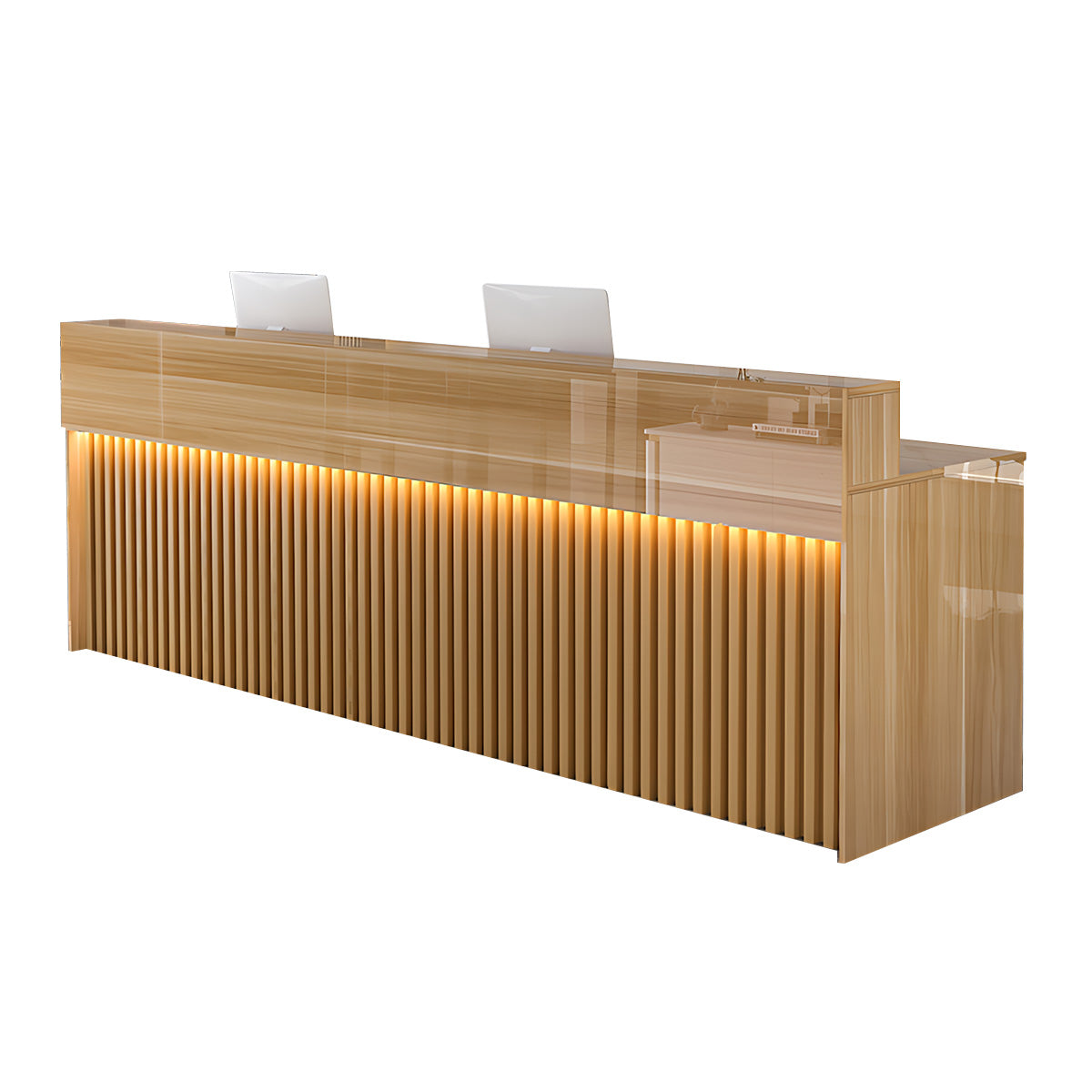 Luxurious Reception Desk with Ample Storage & LED Lights for Office