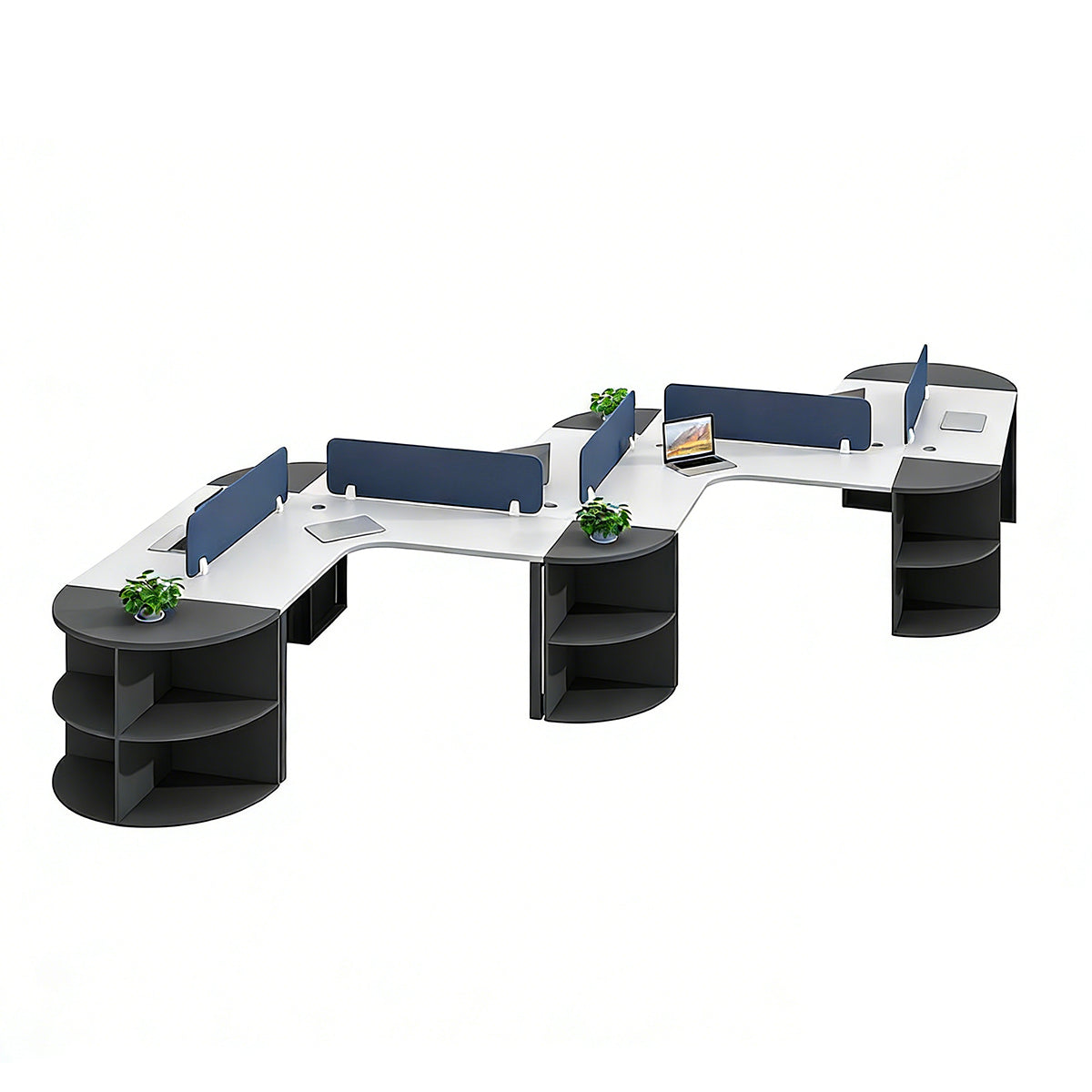 Spacious Office Desk with Privacy Panel and Cable Management