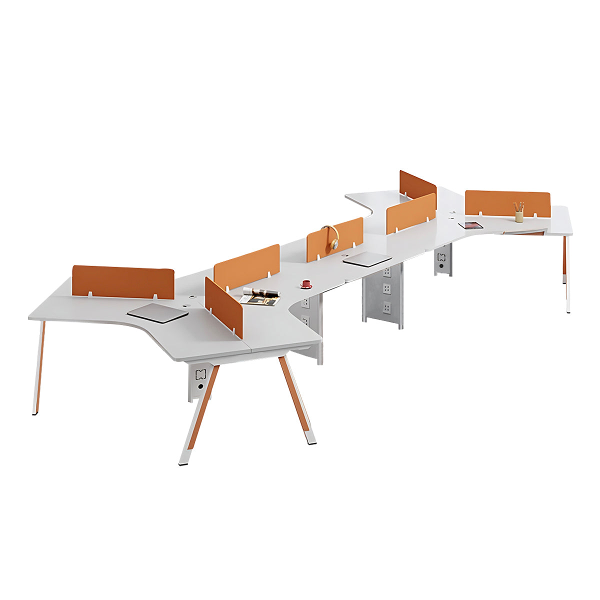 Modular Modern Office Desk with Two-Tone Lacquered Metal Legs