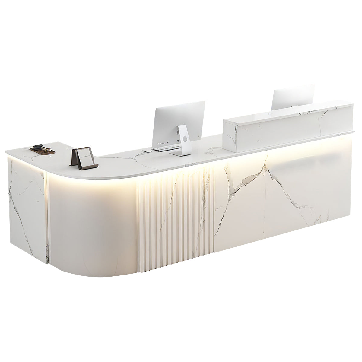 L-Shaped White Office Reception Desk and Store Counter