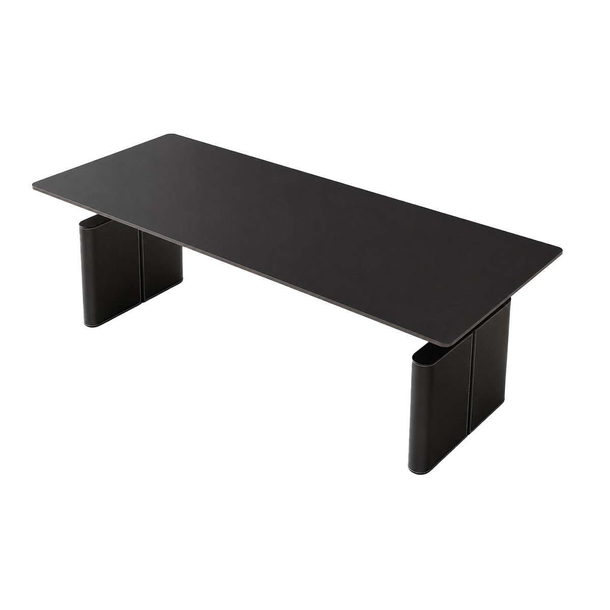 Electric Height-Adjustable Executive Desk with Power Hub and Saddle Leather Top