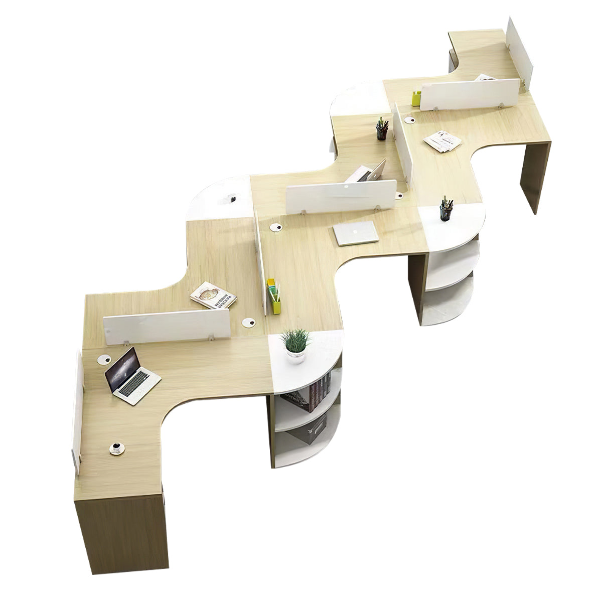 Modern Corner Shaped Employee Office Desk with Partition Panel