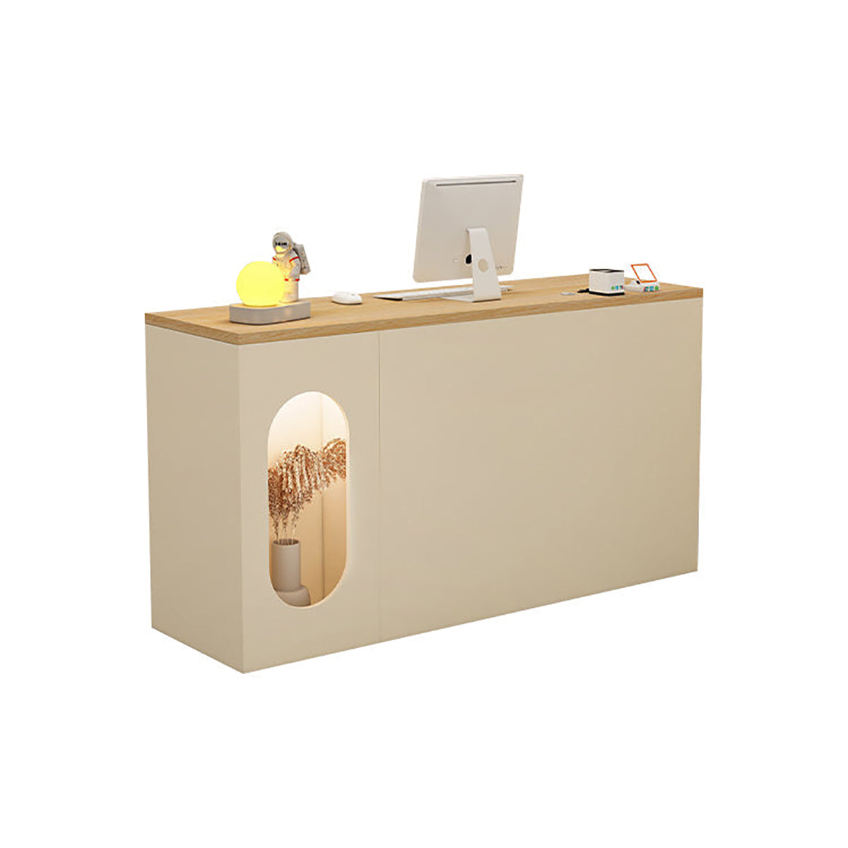 Modern Reception Desk 39–63 in Wide with Lockable Drawers & Transaction Counter