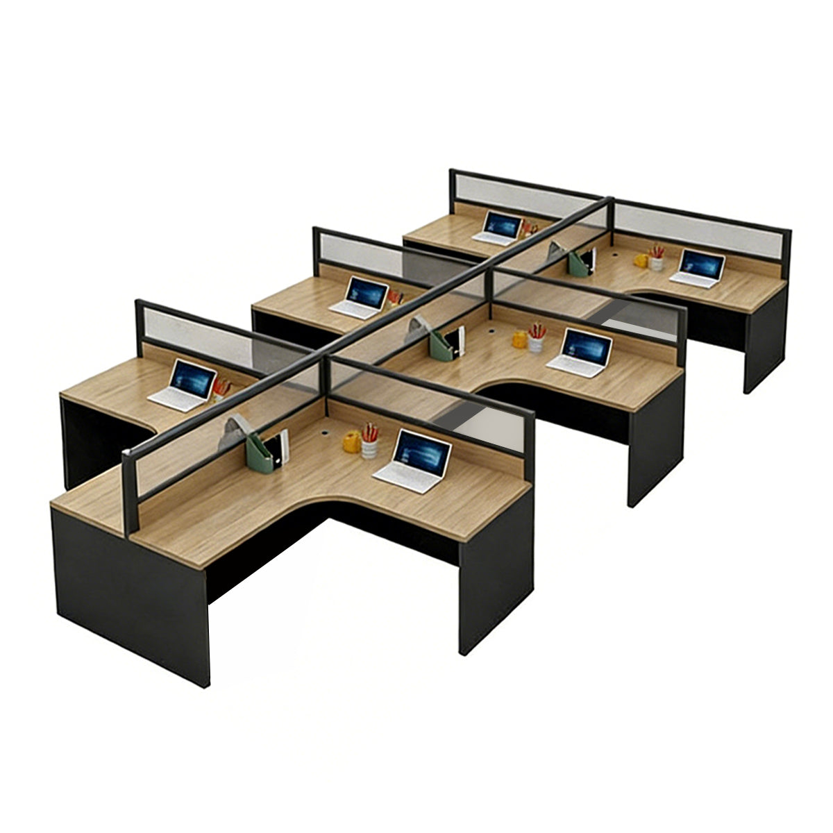 Modern Minimalist Office Desk – Two-Tone Office Workstation with Cable Management