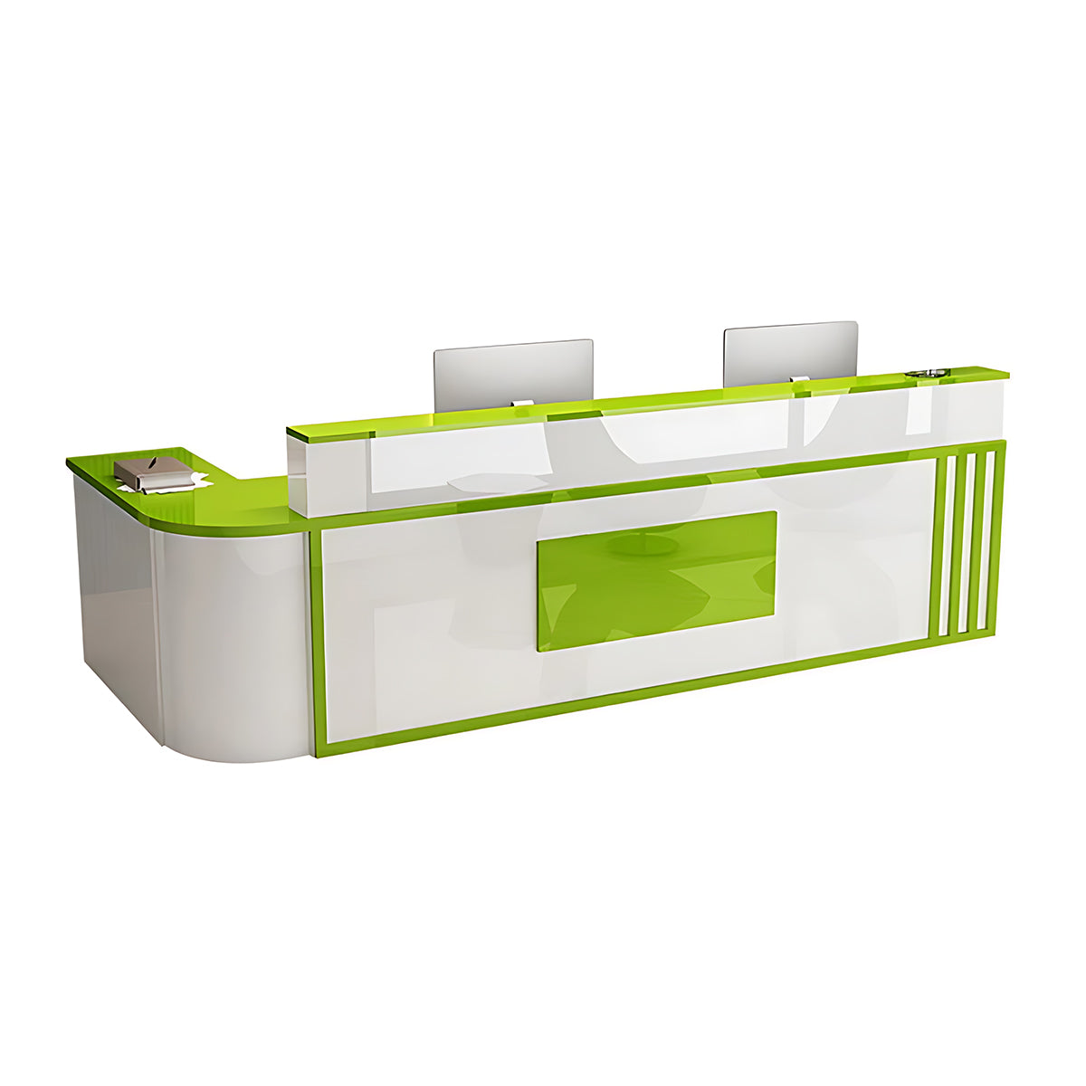 Modern Elegant Glossy Reception Desk with Corner Design