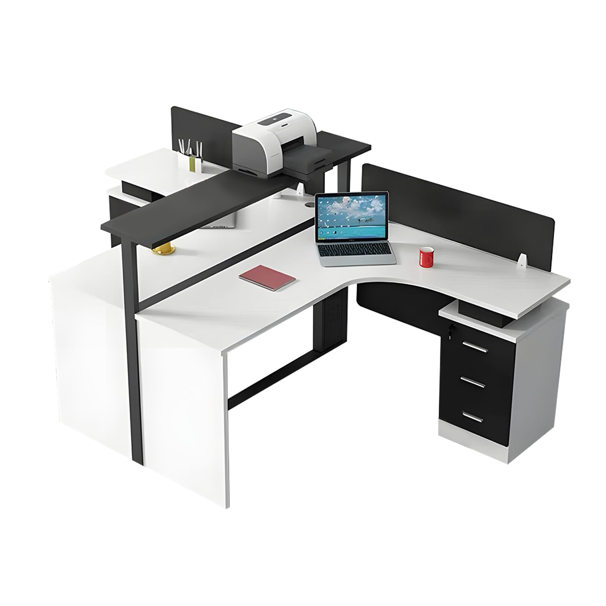 Employee Desk Minimalist Melamine Top Scratch Resistant Steel Legs