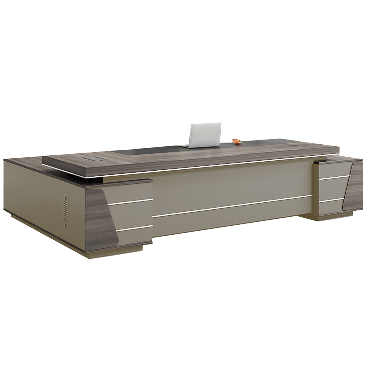 Modern L-shaped Executive Desks with Side Storage Cabinet