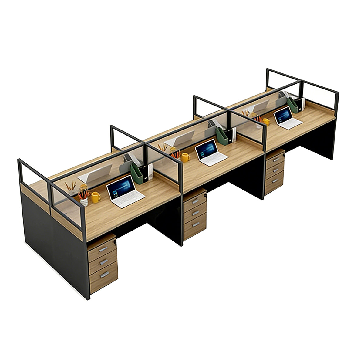 Modern Minimalist Office Desk – Two-Tone Office Workstation with Cable Management