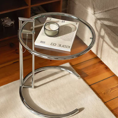 Creative Silver Stainless Steel Round Side Table with Lift-Top（Stock Items）