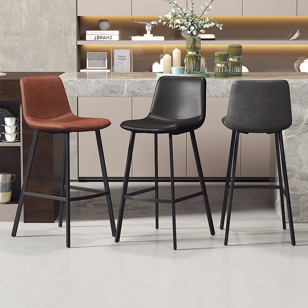 Luxury Iron Bar Stool with Backrest for Cafes and Home