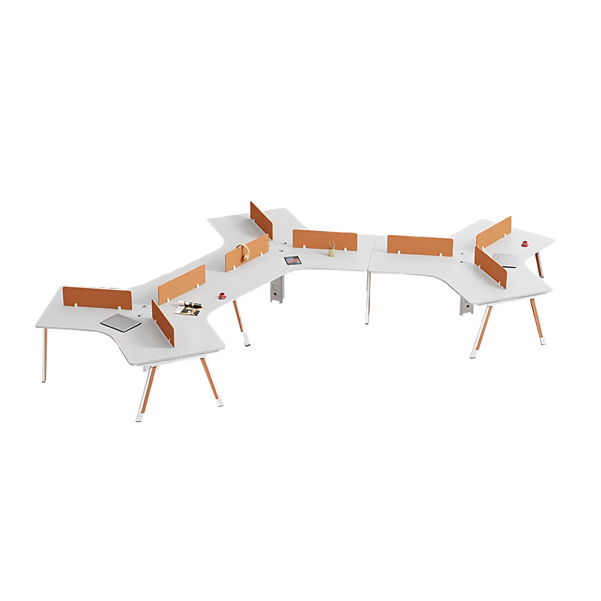 Modular Modern Office Desk with Two-Tone Lacquered Metal Legs