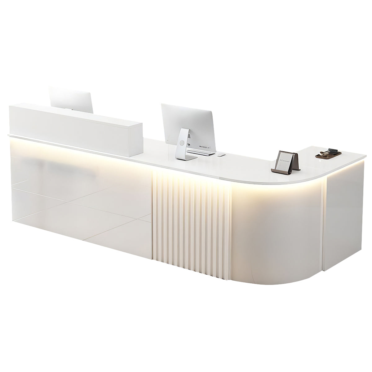 L-Shaped White Office Reception Desk and Store Counter