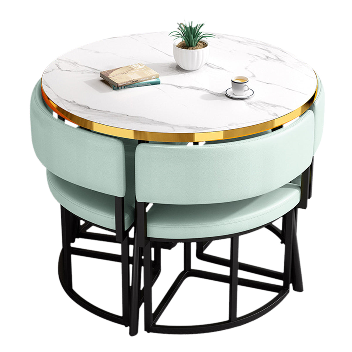 Modern Office Reception Round Table with 4 Backrest Chairs