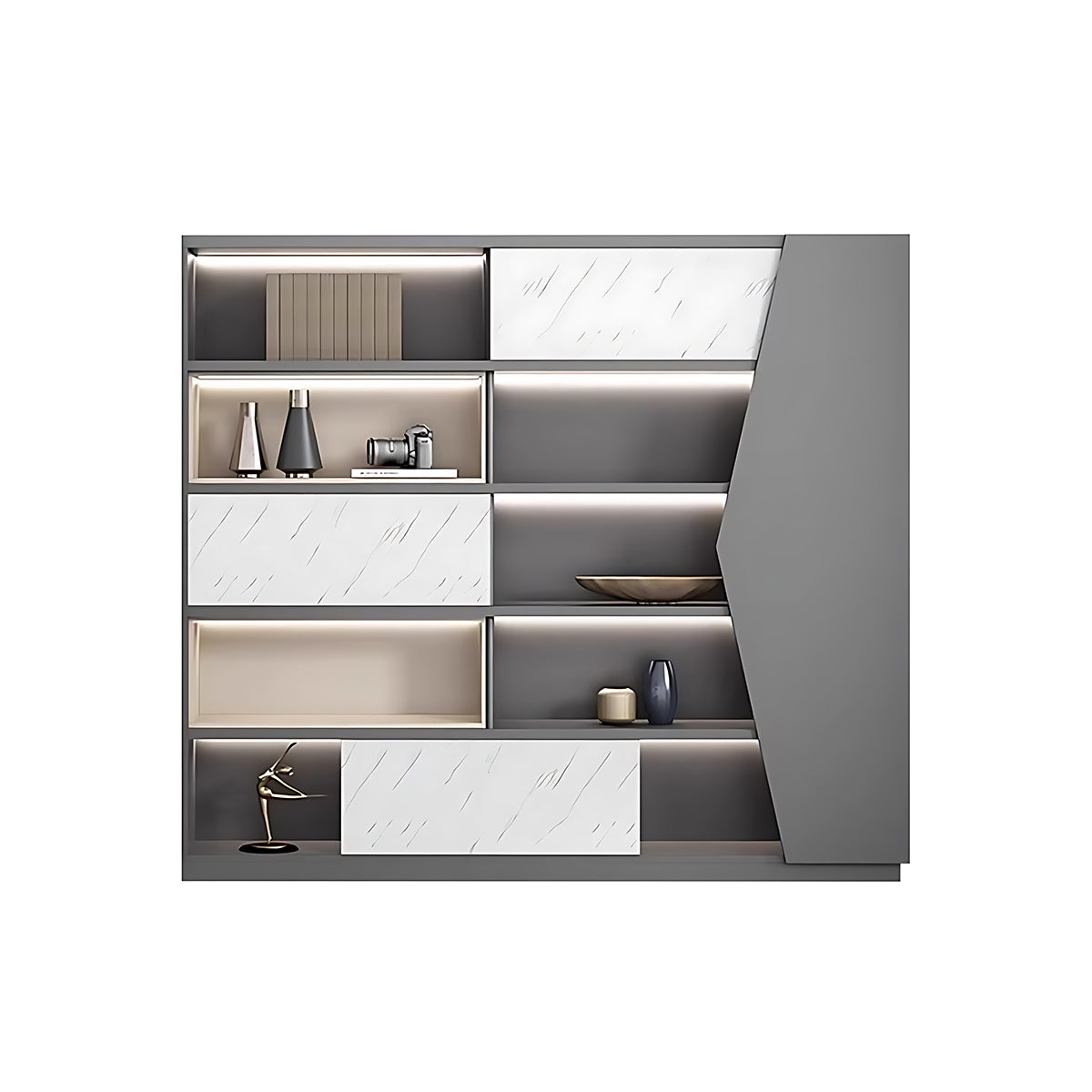 Minimalist Modern Storage Cabinet with Open and Closed Compartments