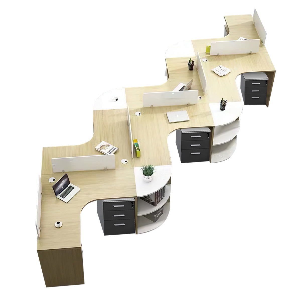 Modern Corner Shaped Employee Office Desk with Partition Panel