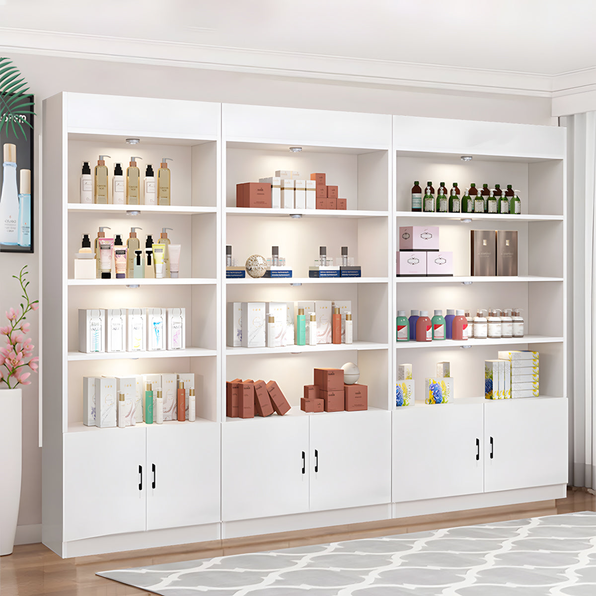 Modern White Beauty Salon Display Cabinet（Stock Items）