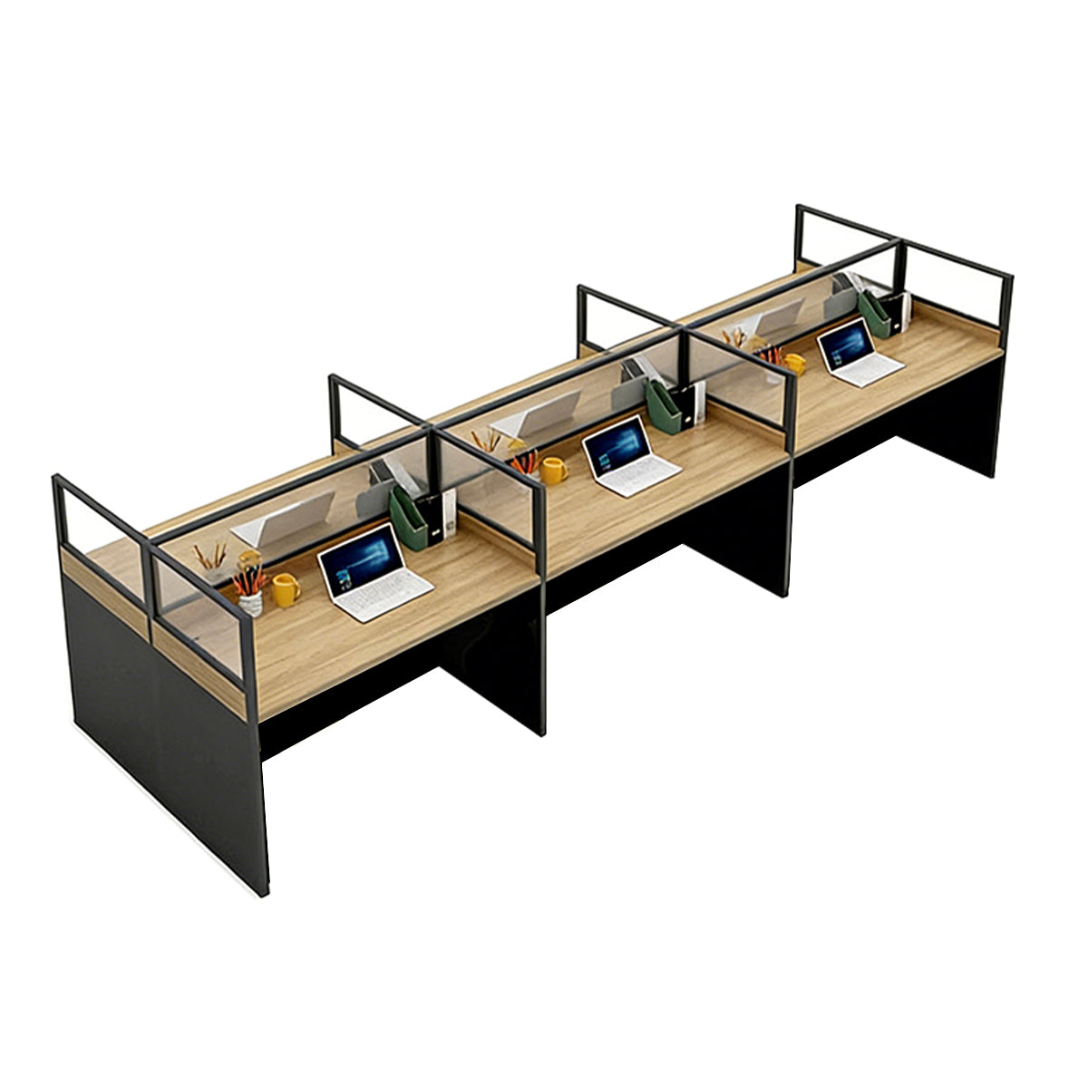 Modern Minimalist Office Desk – Two-Tone Office Workstation with Cable Management