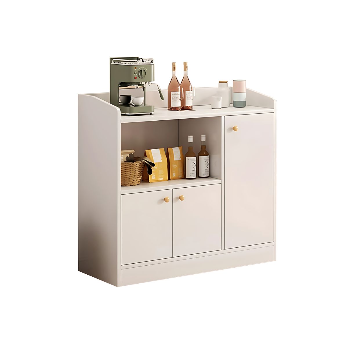 Refined Scratch-Resistant Sideboard with Open Storage and Drawers