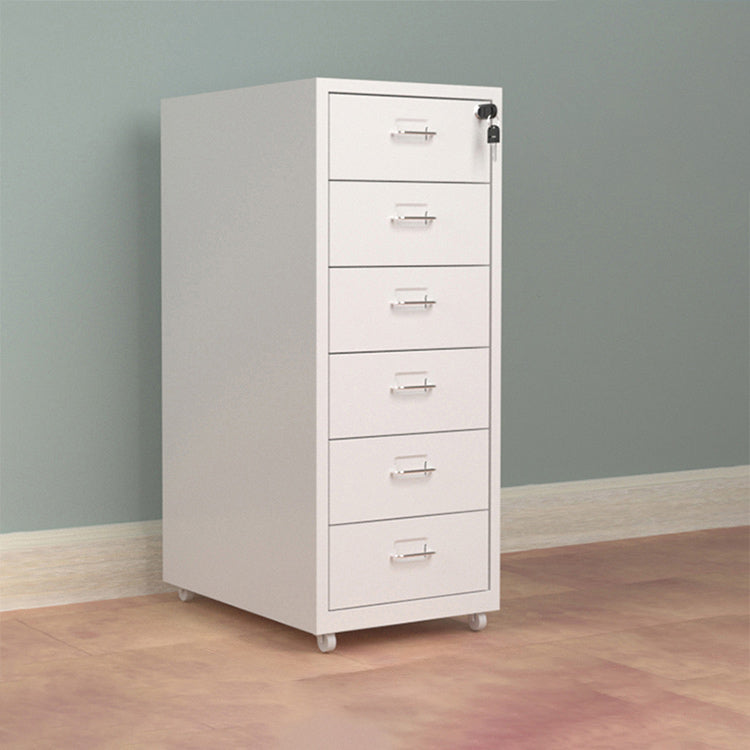 metal office dresser Metal Office Cabinet with Lockable Drawers for Files and Storage L11.02" x W16.14" x H42.91" Eight-Drawer / White