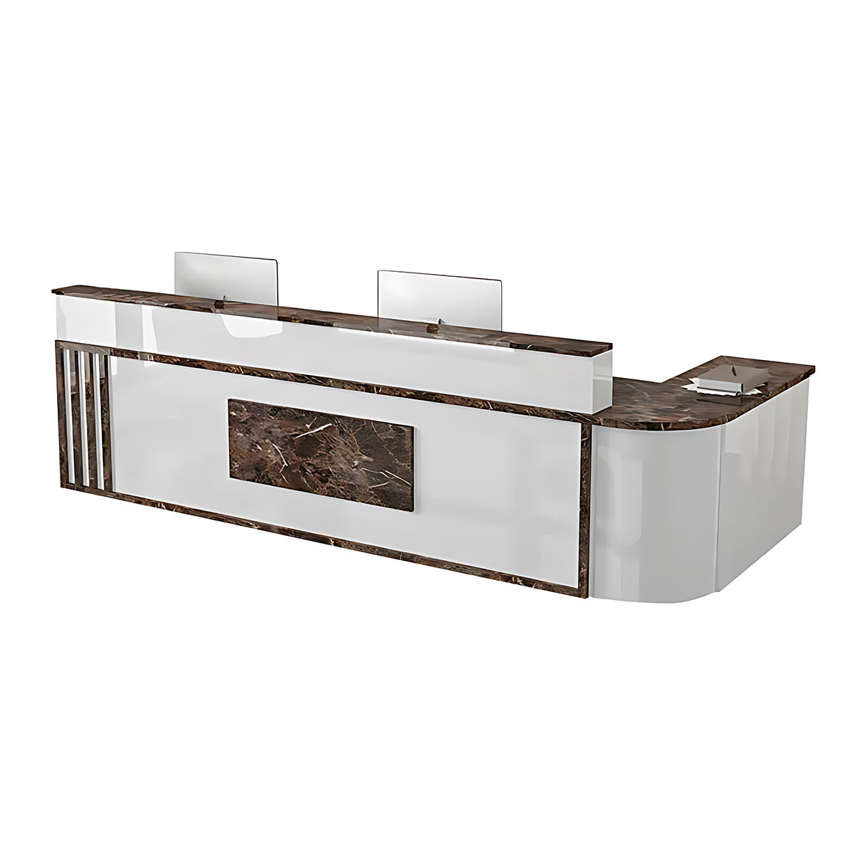 Modern Elegant Glossy Reception Desk with Corner Design