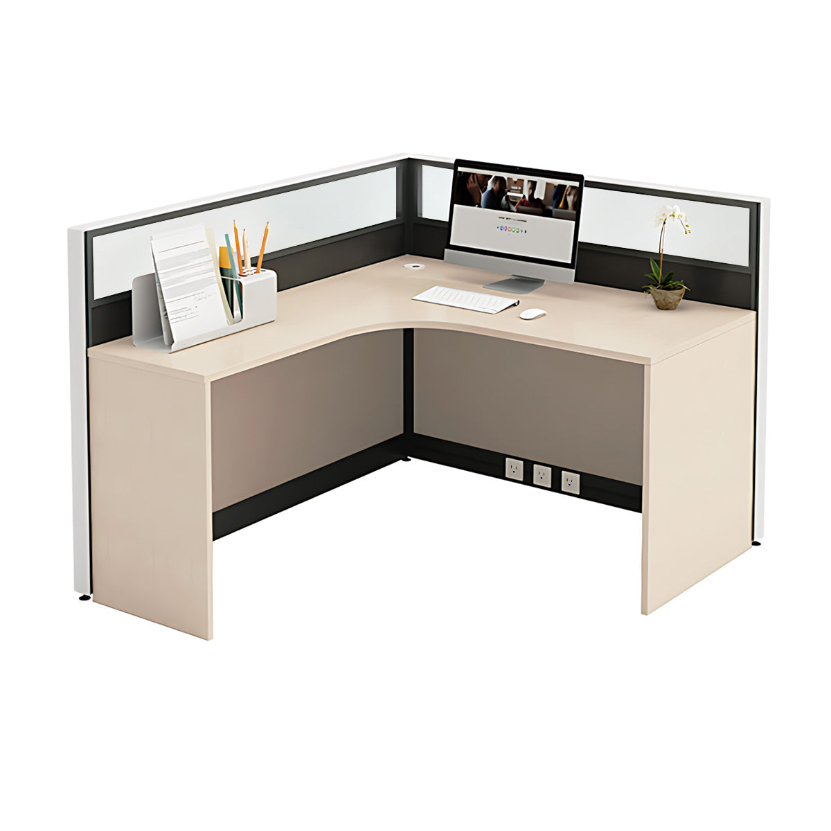 Modern Minimalist L-Shaped Office Desk 49–149 in Wide with Cable Management, Lockable Drawers, Steel Frame & Adjustable Height