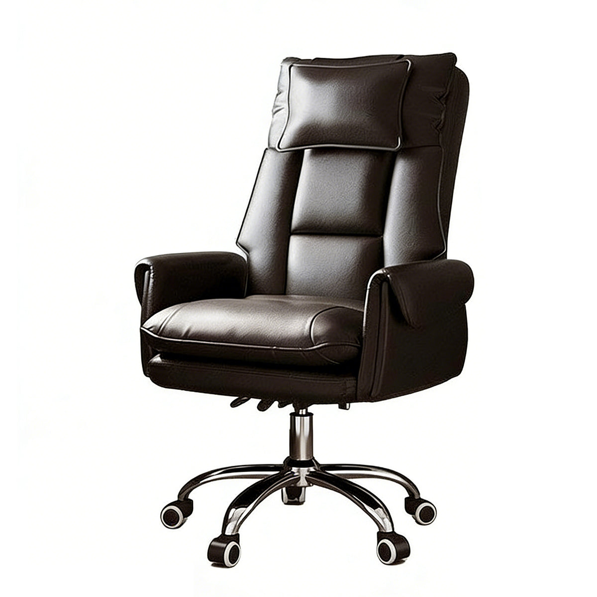 Reclining Executive Chair With Pillow, Black Without Footrest Steel, Black finish, for office workstation, ergonomic office furniture