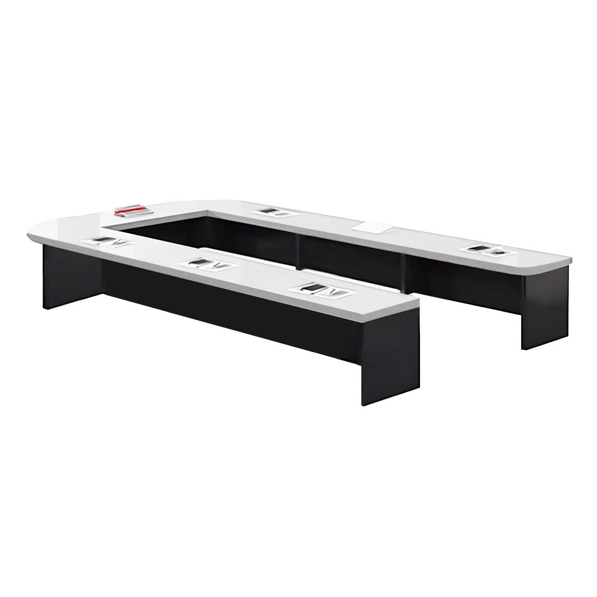 U-Shaped Conference Table 94–299 in Wide (8–25 ft) for 6–24 People with Built-In Power Outlets