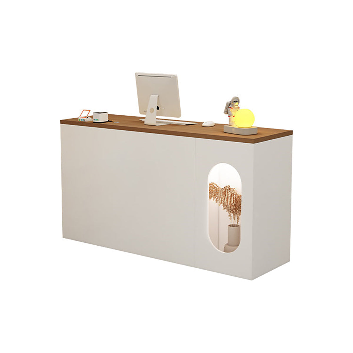 Modern Reception Desk 39–63 in Wide with Lockable Drawers & Transaction Counter