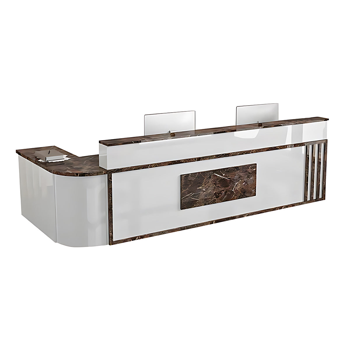 Modern Elegant Glossy Reception Desk with Corner Design