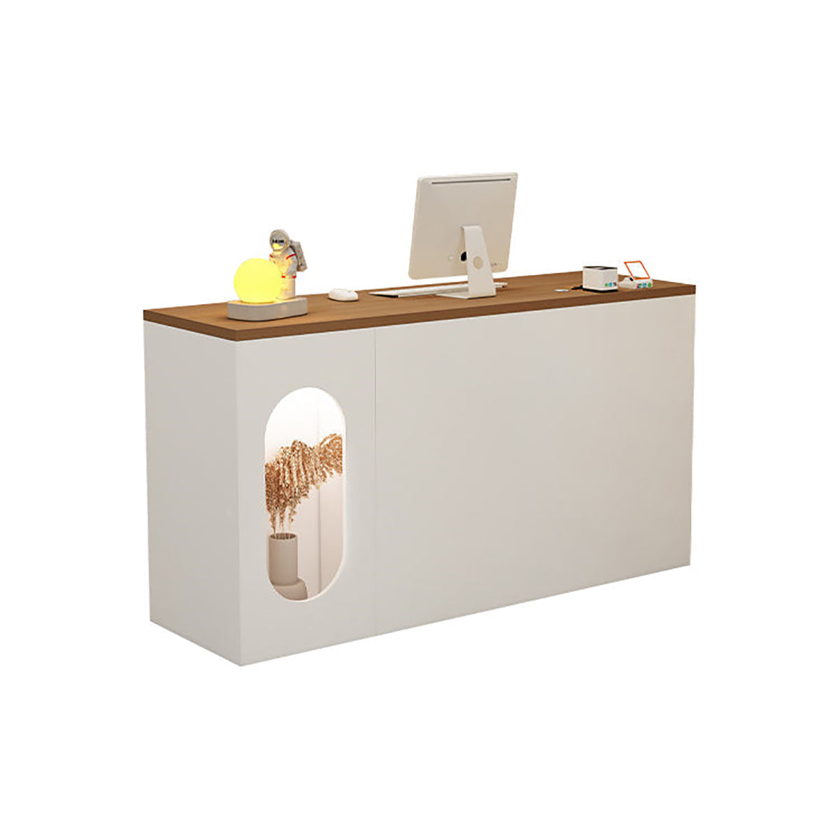 Modern Reception Desk 39–63 in Wide with Lockable Drawers & Transaction Counter