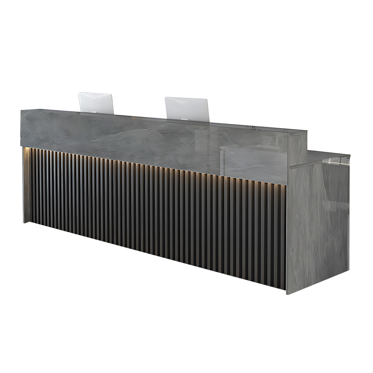 Luxurious Reception Desk with Ample Storage & LED Lights for Office