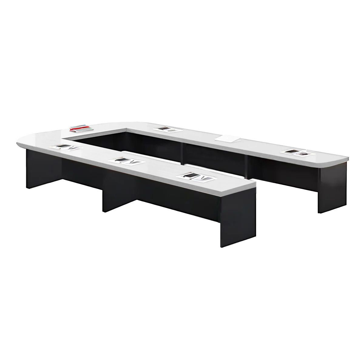 U-Shaped Conference Table 94–299 in Wide (8–25 ft) for 6–24 People with Built-In Power Outlets