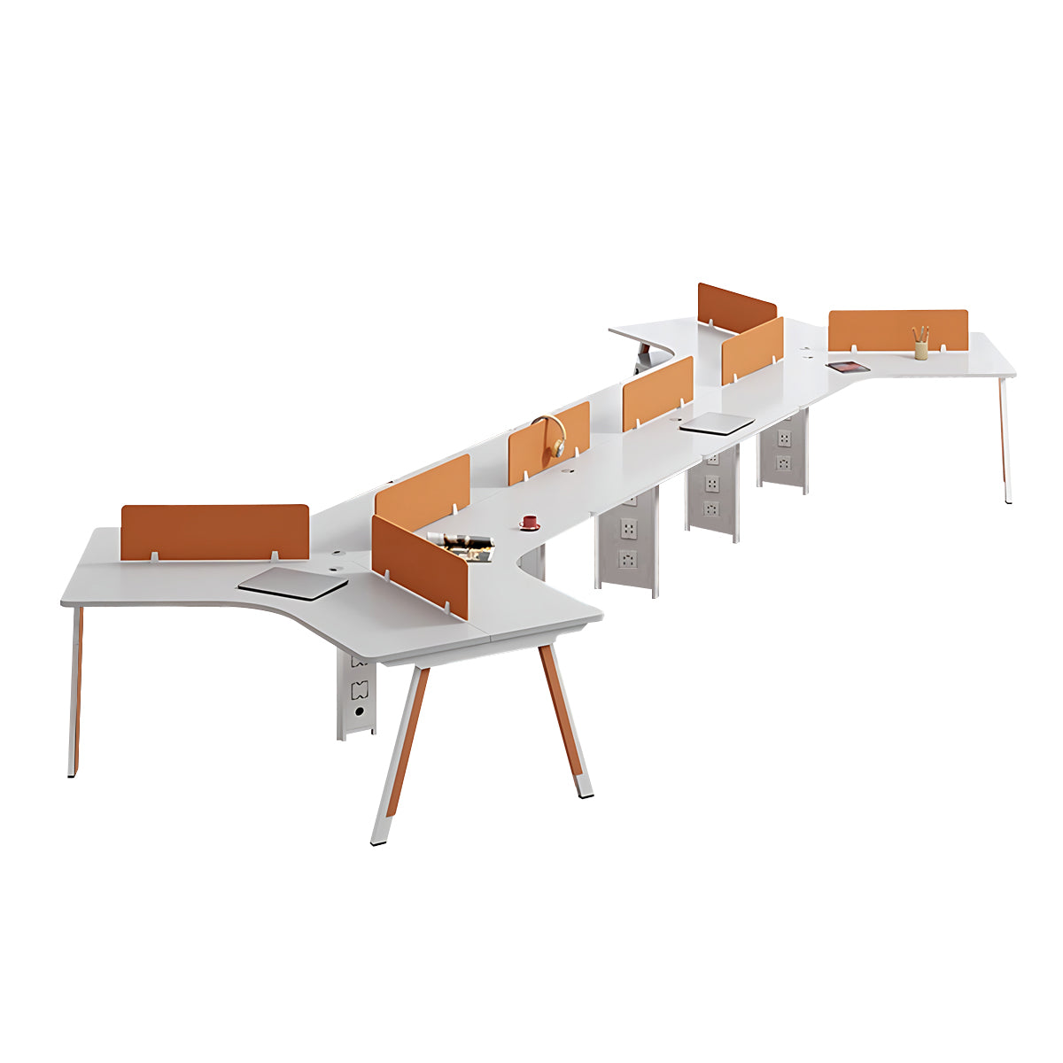 Modular Modern Office Desk with Two-Tone Lacquered Metal Legs