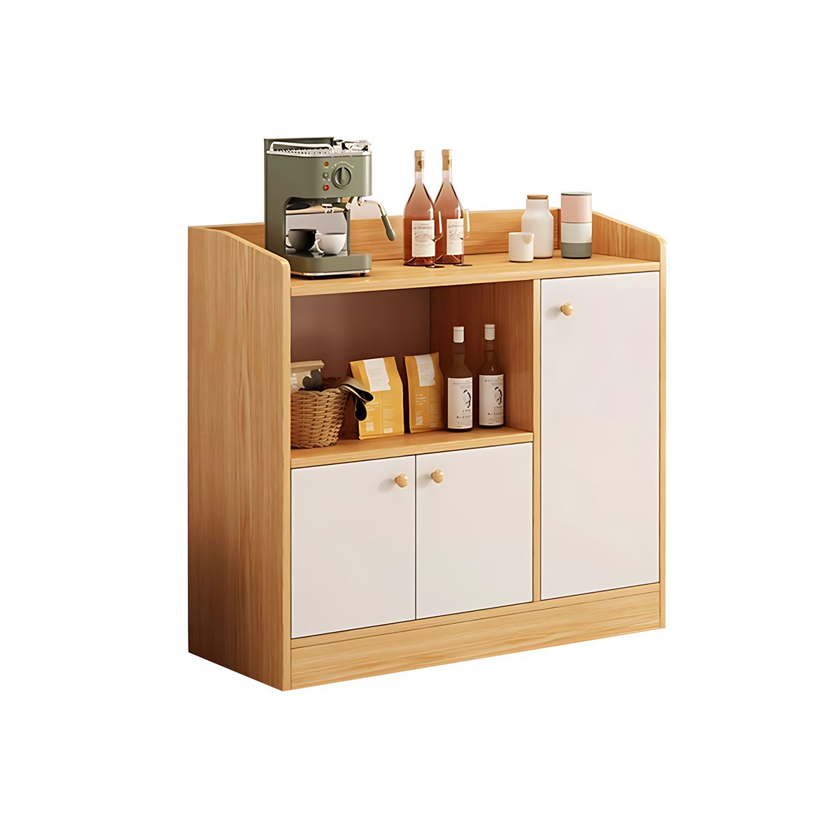 Refined Scratch-Resistant Sideboard with Open Storage and Drawers