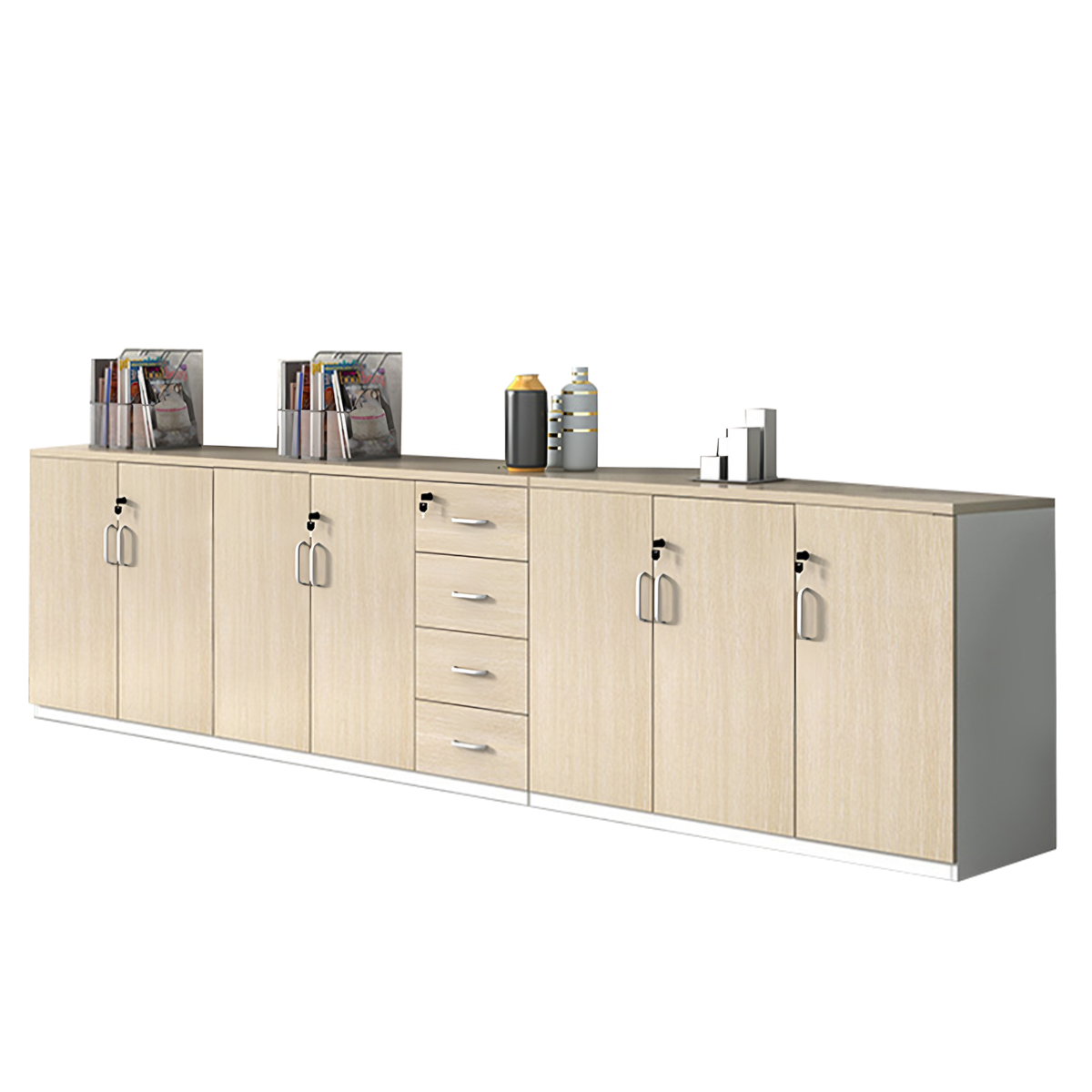 Minimalist Functional Storage Cabinet with Shelves and Drawers