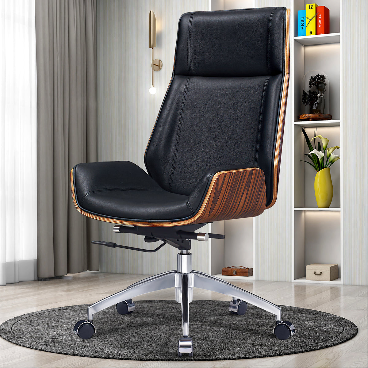 Modern Leather Office Chair with Adjustable Height & 360° Swivel（Stock Items）