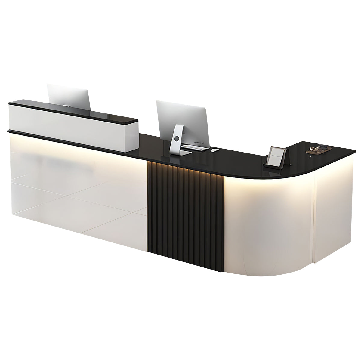 L-Shaped White Office Reception Desk and Store Counter