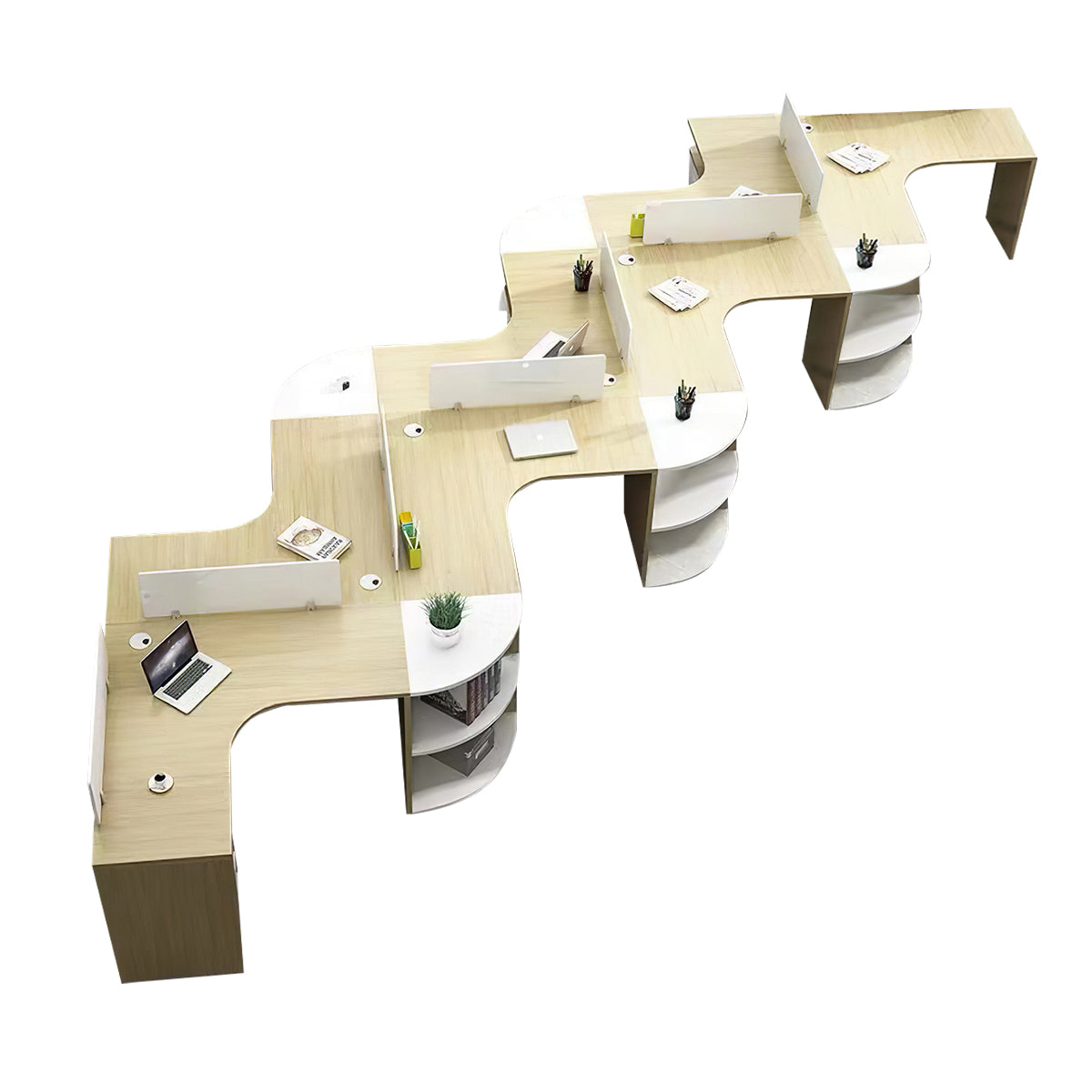 Modern Corner Shaped Employee Office Desk with Partition Panel