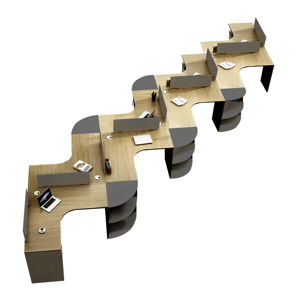 Modern Corner Shaped Employee Office Desk with Partition Panel