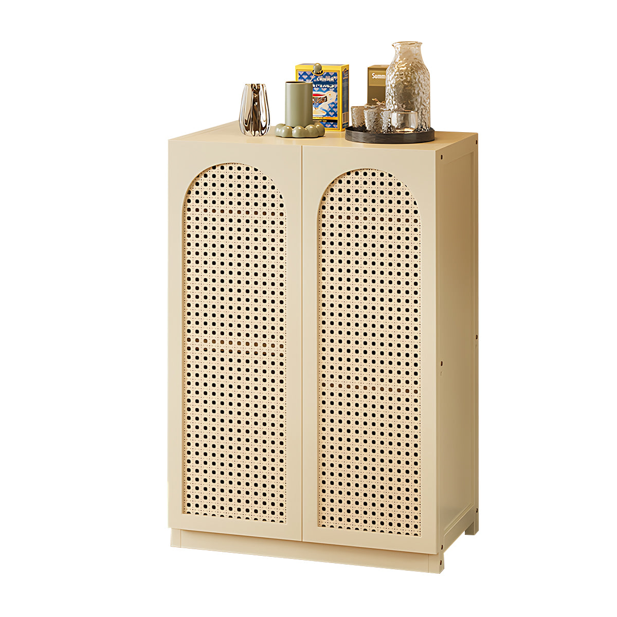 Eco-Friendly Bamboo Sideboard with Flip-Top Drawers and Storage Compartments