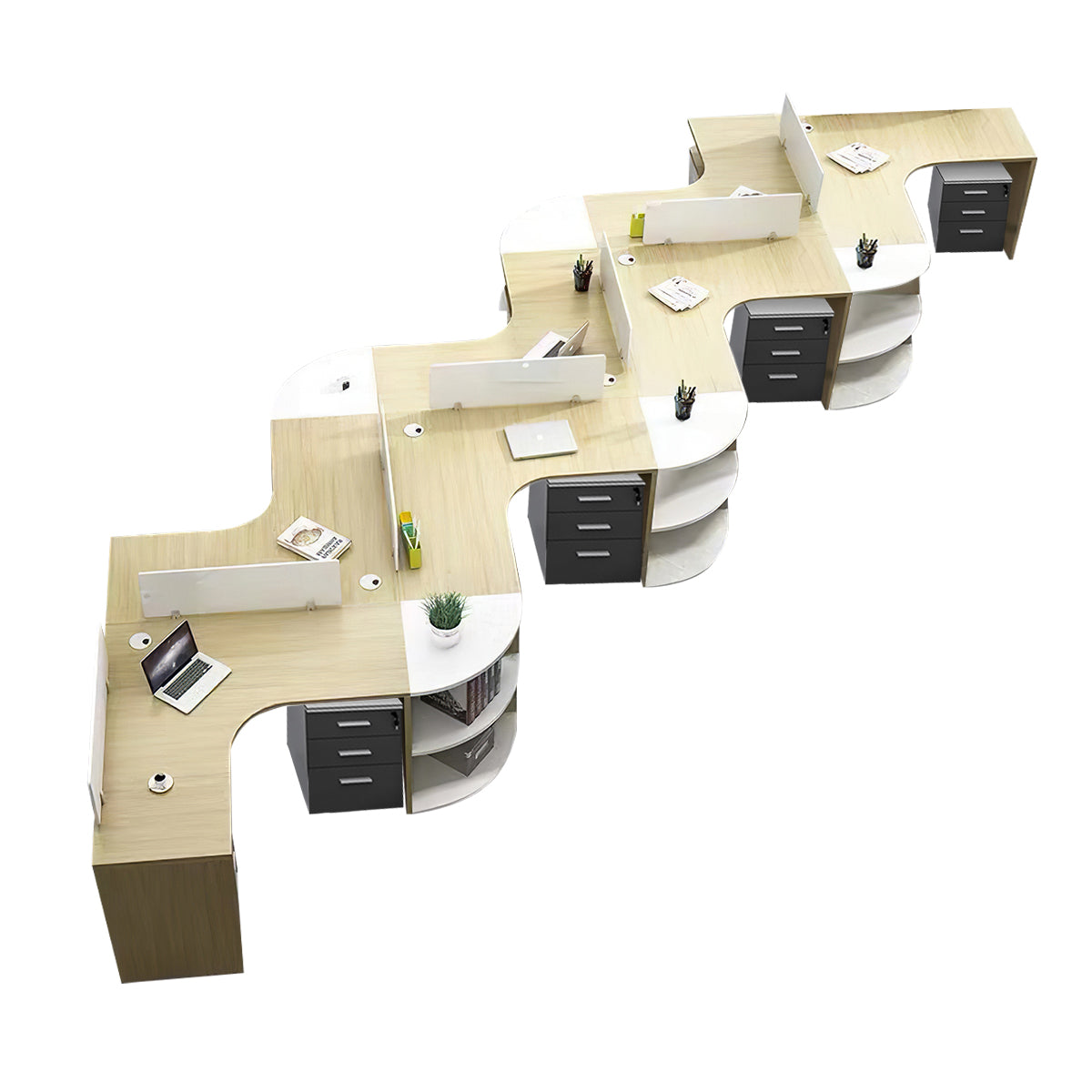 Modern Corner Shaped Employee Office Desk with Partition Panel