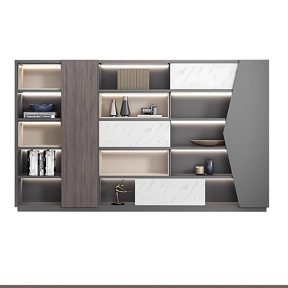 Minimalist Modern Storage Cabinet with Open and Closed Compartments