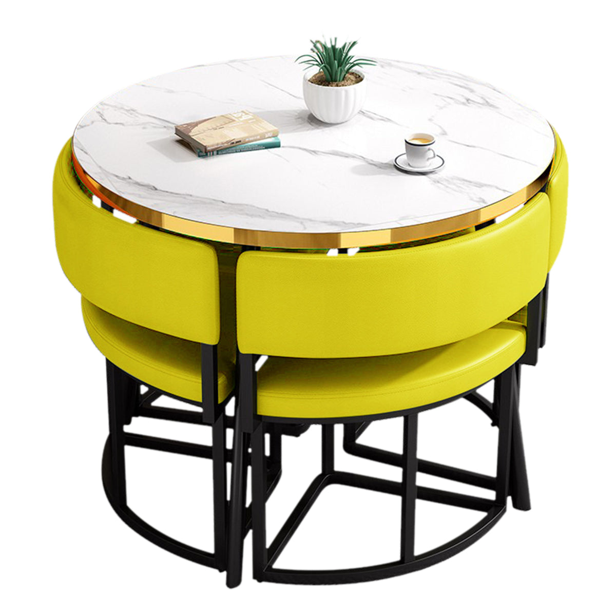 Modern Office Reception Round Table with 4 Backrest Chairs