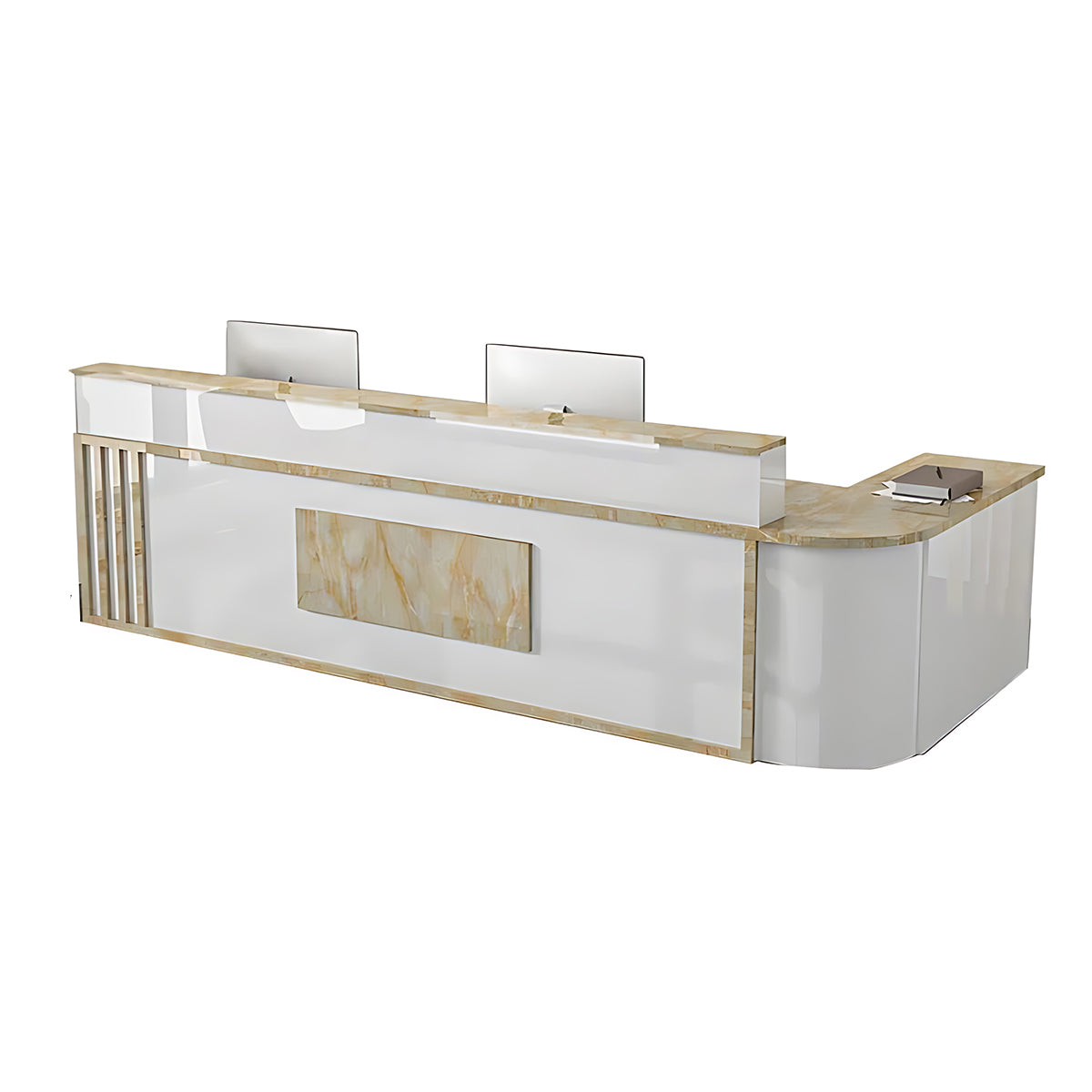 Modern Elegant Glossy Reception Desk with Corner Design