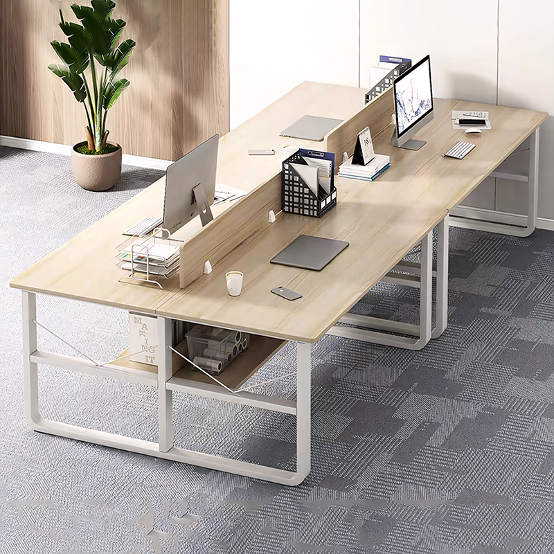 Simple  Office Desk with Partition for Staff, Freely Customizable, U Shaped Bracket