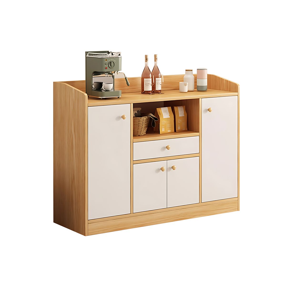 Refined Scratch-Resistant Sideboard with Open Storage and Drawers