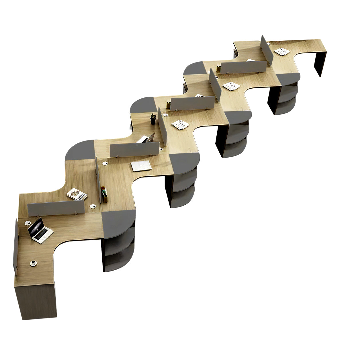 Modern Corner Shaped Employee Office Desk with Partition Panel