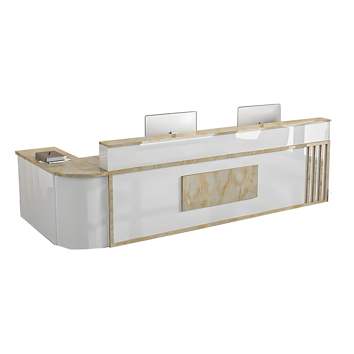 Modern Elegant Glossy Reception Desk with Corner Design