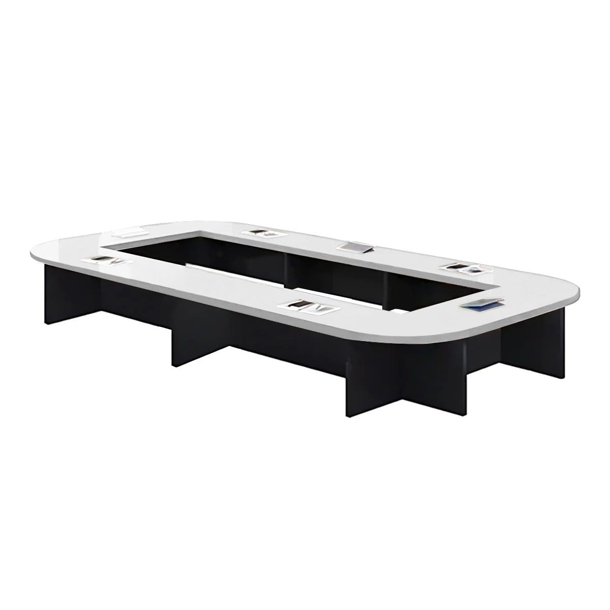 U-Shaped Conference Table 94–299 in Wide (8–25 ft) for 6–24 People with Built-In Power Outlets