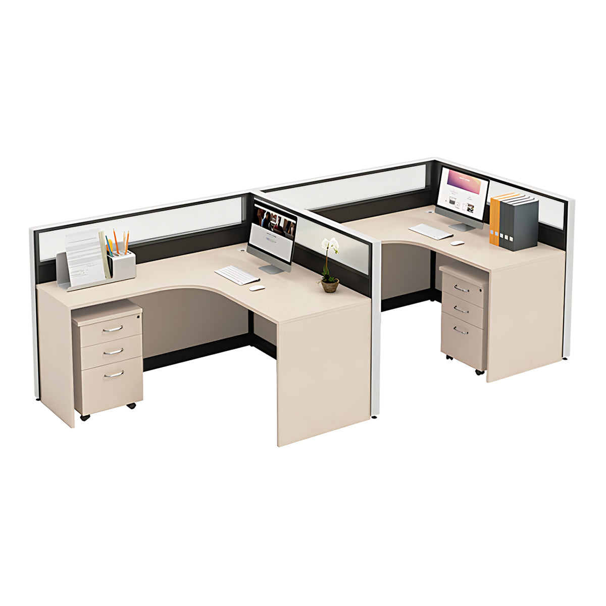 Modern Minimalist L-Shaped Office Desk 49–149 in Wide with Cable Management, Lockable Drawers, Steel Frame & Adjustable Height
